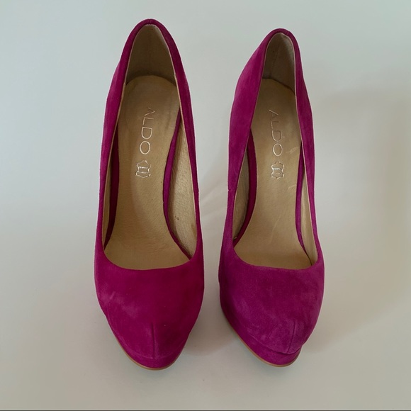 Aldo Women’s Pink Suede Leather Pumps Sz U.S. 6.5 - Picture 2 of 5